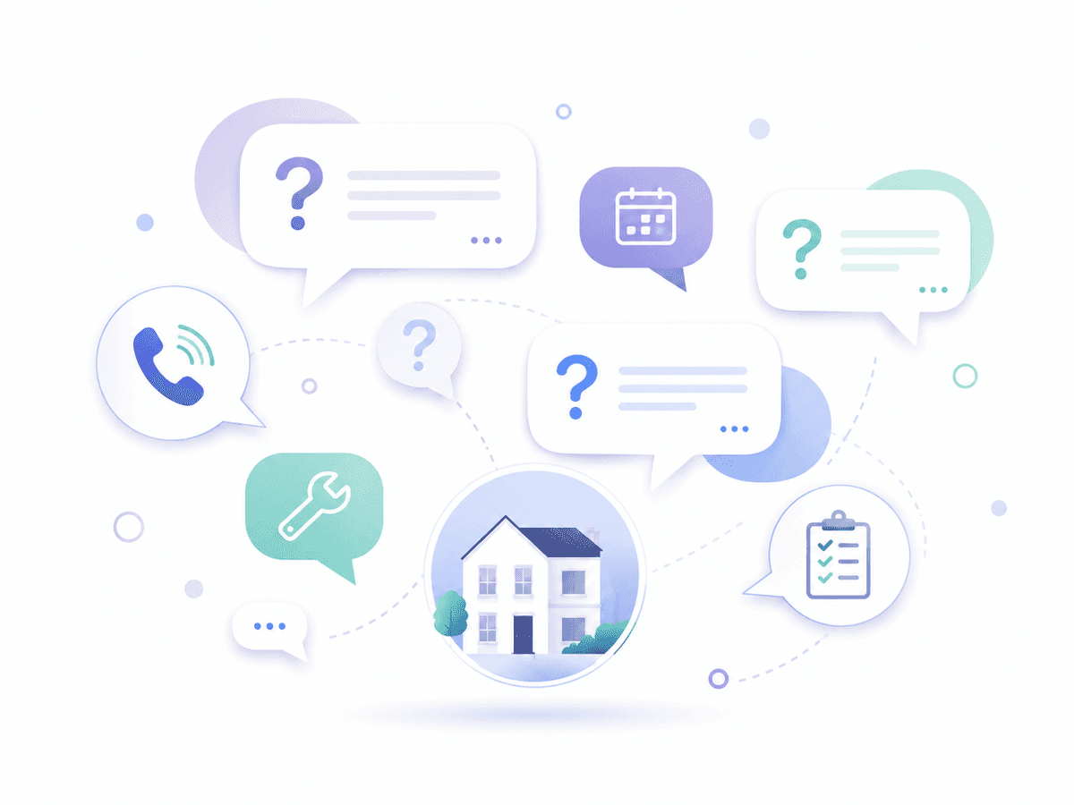 Common tenant questions — availability, viewings, pets, maintenance — routed to the right place